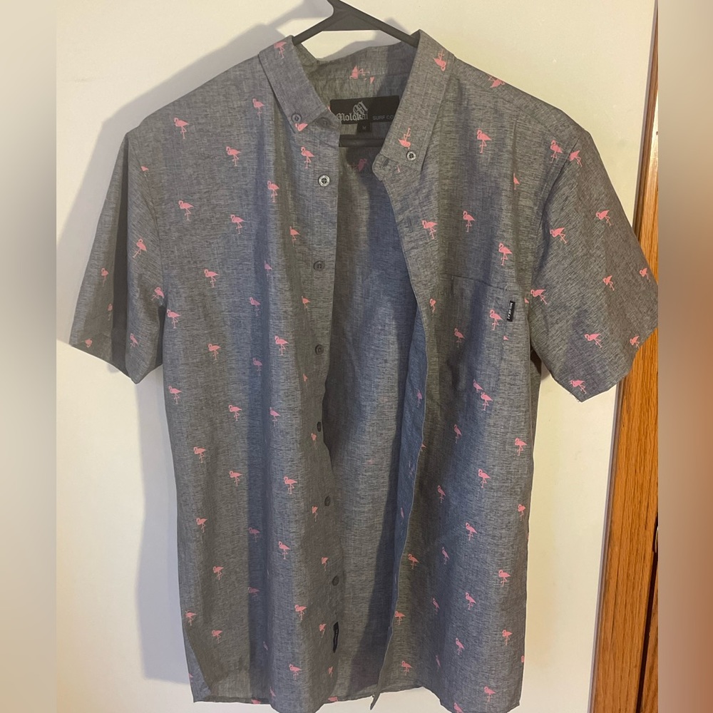 Molokai Surf Company Graphic Button-up, Size Large